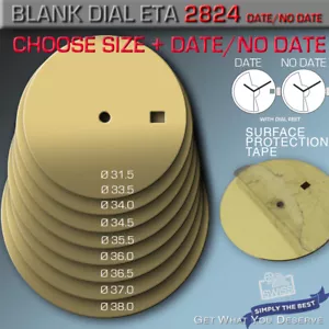 BLANK DIAL ETA2824-2+SW 200, Ø31.5/33.5/34/34.5/35.5/36/36.5/37/38mm, DAT+NO DAT - Picture 1 of 4
