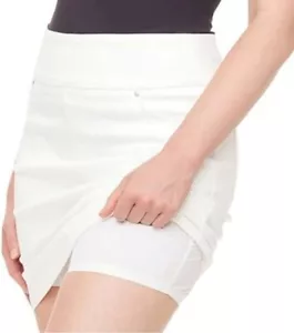 Denim Skort S.C. & Co. Stretch Under Shorts High-Rise White Jean Mini Skirt Larg - Picture 1 of 9