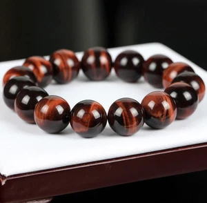 100% Natural AAA+ Gemstone Tigers Eye Stone Beads Woman Man Bracelet 7.5 Inch - Picture 1 of 31