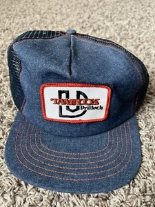 Vintage 80s Tamrock Driltech Construction Denim USA Trucker Snapback VTG NWOT - Imagen 1 de 8