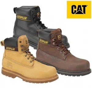 Mens Caterpillar Holton Steel Toe Cap Safety Leather CAT 6" Work Boots Size 6-15 - Picture 1 of 8