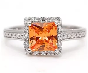2CT Treated Padparadscha Sapphire & Topaz 925 Sterling Silver Ring Sz 8 U1-3 - Picture 1 of 3