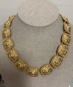 VINTAGE AUTHENTISCHE ANNE KLEIN GOLD LÖWENKÖPFE SCHWERE KETTE KIPPVERSCHLUSS HALSKETTE - Bild 1 von 7