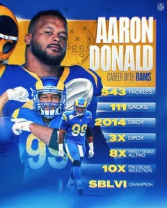 Aaron Donald Career Stats Collage Los Angeles Rams 8x10 NFL Football Photo - Picture 1 of 1