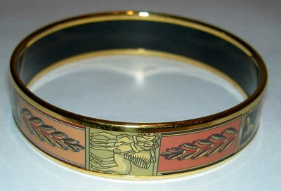 MICHAELA FREY WILLE Greco-Roman Hellenistic Lion Pegasus Horse 24K Enamel Bangle - Image 1 of 4