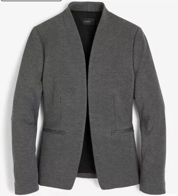 J Crew 女式 6P 外出西装外套灰色弹力斜纹布 H2778 二手状况完好 — 第 1/4 张图片