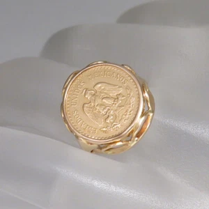 Ring Coin Coin Ring with Mexico Pesos in 900/21.6K in 750/18K Yellow Gold - Picture 1 of 4