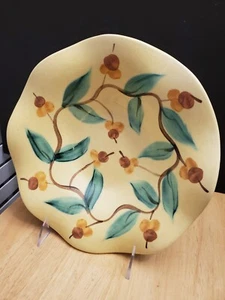 Tazón de cerámica amarillo con volantes Gail Pittman Studio bellota viva del sur 10,5" nuevo de lote antiguo - Imagen 1 de 6