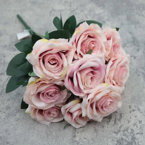 10 Cabezas Rosa Seda Artificial Flores Falsas Ramo Boda Jardín Fiesta Decoración - Imagen 1 de 25