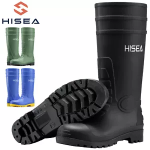 HISEA Hombres Puntera de Acero Botas de Lluvia Impermeables Pesca Caza Jardín Barro Botas de Trabajo - Imagen 1 de 64