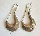 Retro silver earrings Handmade and engraved 1940