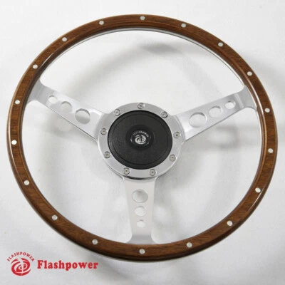 15'' Classic Wood Ssteering Wheel Riveted Vintage Ford Mustang Shelby AC Cobra — 第 1/4 张图片