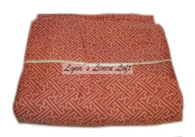 RALPH LAUREN Villa Camelia Paprika Red Fret KING FLAT SHEET NEW - Image 1 of 3