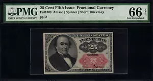 Fr-1309 $0.25 Fifth Issue Fractional Currency - 25 Cents - Graded PMG 66 EPQ - Picture 1 of 2