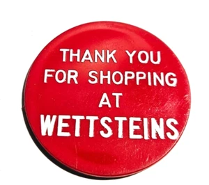 Vintage Thank You For Shopping at Wettsteins plastic piece Red Token fun simple - Picture 1 of 3