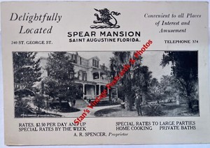 Saint Augustine, Florida~Spear Mansion~Business Card 