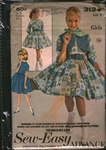 3134 Vintage Advance SEWING Pattern Girls Dress Weskit Scarf OOP Sew 8 School - Picture 1 of 2