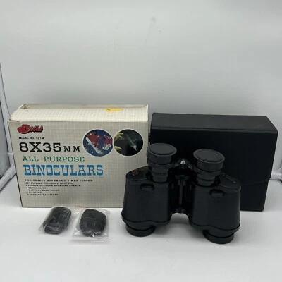 Vtg Selsi Binoculars 8x35 121m  • Wide Field 7.5 • 394ft at 1000 Yds. Box & Case - Image 1 of 4