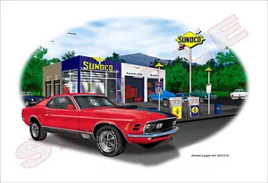 1970 Ford Mustang Mach1 Muscle Car Art Print - 10 colors - Picture 1 of 11