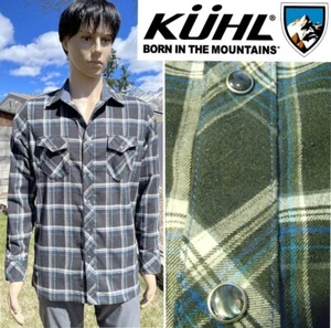 KUHL lowdown polyester flannel shirt pearl snap western light quick dry mens SM - Picture 1 of 17