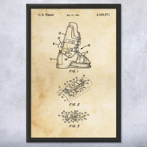 Ski Boots Patent Wall Art Poster, Canvas or Framed Skiing Art Winter Decor - Picture 1 of 15