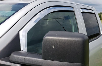 Protectores de lluvia cromados de montaje en canal para Silverado Sierra 2014-2018 doble cabina Foto 1 de 4