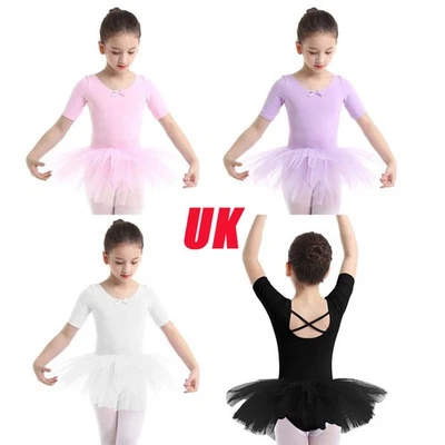UK Girls Ballet Dance Tutu Dress Gymnastics Leotards Ballerina Dancewear Costume - Image 1 of 3