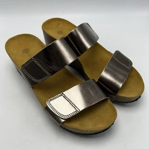 Eric Michael Sandals Womens 8.5 Cork Wedge Ioliasabbia 39 Bronze Casual Wedge - Picture 1 of 9