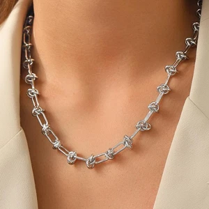 Edelstahl geknotete Dornenkette Halskette für Damen schlichter Modeschmuck - Bild 1 von 26