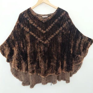 Poncho aperto Sartoria Saracena Italia nero bronzo marrone S/M - Foto 1 di 10