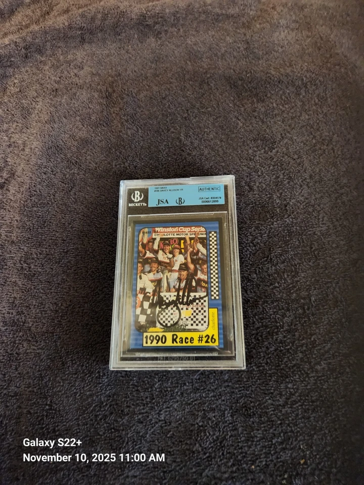 1991 Maxx  Davey Allison Signed Autograph Card JSA COA Encapsulation Signed  - Image 1 of 4
