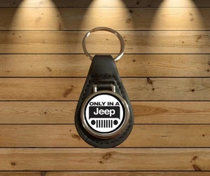 Jeep Leather Key Fob. Key Ring / Tag. Car . Chrysler.  4x4 . Cherokee. Wrangler  - Bild 1 von 3