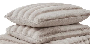 Frye 4" Jacquard Canale Lusso Pelliccia Ecopelliccia 2 Pezzi King Shams Solo 20”x 40” Beige - Foto 1 di 6