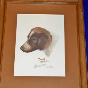 1986 Wes Dewey Signed & Numbered Brittany Dog Print in 9"x11" Matted Frame - Picture 1 of 5