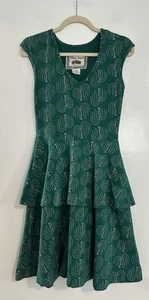 Effie's Heart Fit & Flare Tiered Peplum Green Knit Dress Size Small - Picture 1 of 4