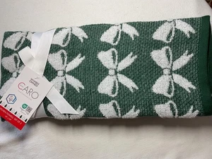 Caro Home Küchentücher (3) Schleifen grün weiß Streifen 18 x 28 100 % Baumwolle Neu mit Etikett - Bild 1 von 3