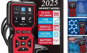 2025 New OBD2 Scanner Diagnostic Tool - Check Engine Light Code Reader with Red - Picture 1 of 7