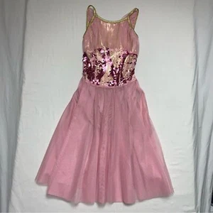 Pink Dance Costume Lyrical Contemporary Ballerina Tutu Sequin Halloween Girl’s - Picture 1 of 6