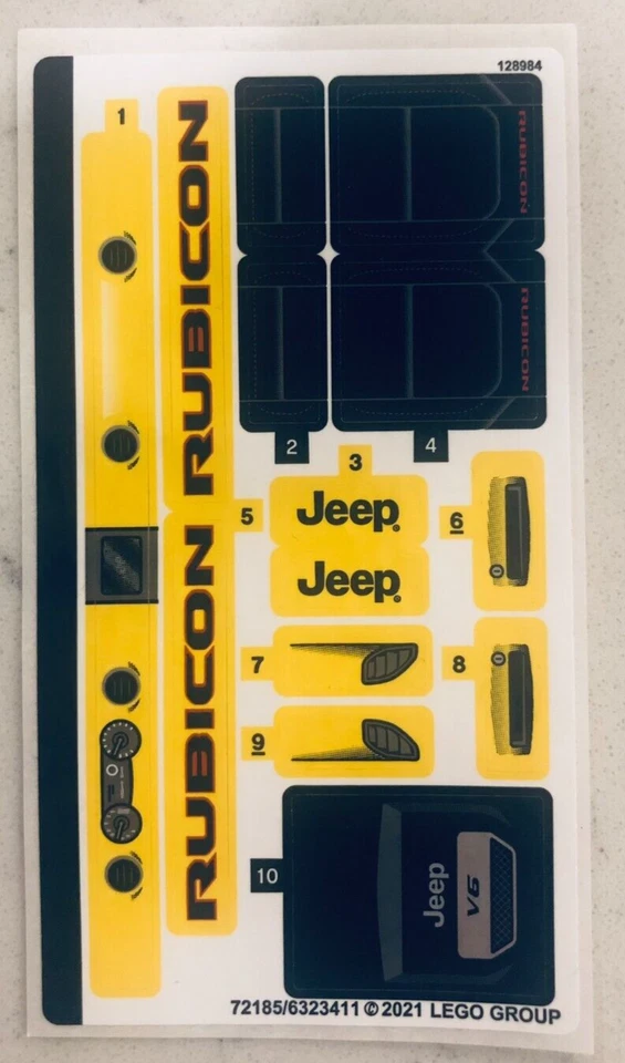 LEGO STICKER SHEET for 42122 Jeep Wrangler, New & Genuine! - Image 1 of 1
