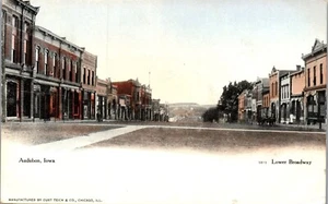 Vintage Postcard IA Audubon Lower Broadway Street Scene Horse & Buggy c1906 - Picture 1 of 3