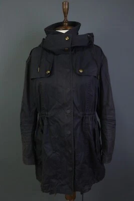 Chaqueta Parka BURBERRY BRIT Negra Con Capucha Botón Manga Larga Forrada Talla 8 Foto 1 de 4