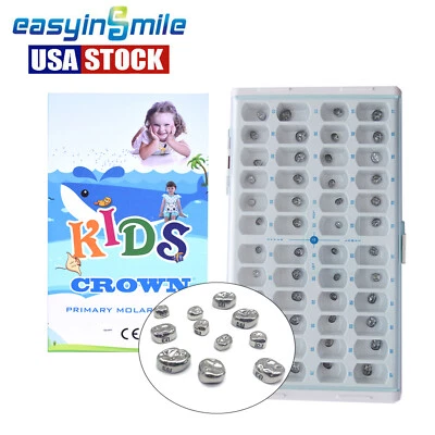 48/96 piezas Easyinsmile Corona Dental Kit Completo Acero Inoxidable 1er 2do Molar para Niños Foto 1 de 4