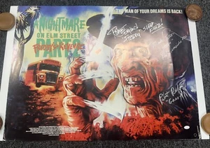 Nightmare On Elm St Part 2 Signed Poster 3 Autos Englund Patton Rusler Jsa - Picture 1 of 8