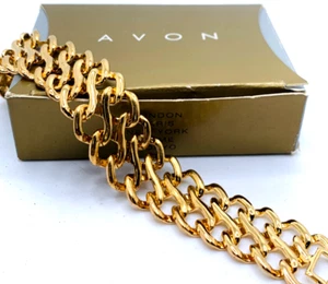 NOS Vtg Avon Gold Tone Status Link Bracelet Small 6.5" New in Box - Picture 1 of 11