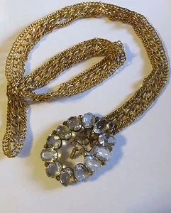 Vintage 1930's 40's CRYSTAL RHINESTONE BUCKLE CHAIN BELT - OLD HOLLYWOOD! - Picture 1 of 9