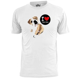 Mens I Love My BullDog T Shirt Canine Pooch Pet Mutt Woofer - Picture 1 of 2