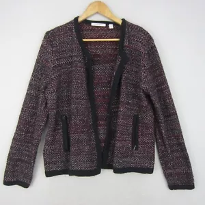 Trenery Jacket Womens Large 14 Red Black Wool Blazer Tweed Pockets Career Office - Picture 1 of 15