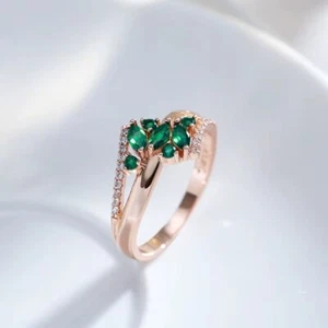 Eleganter Ring 585 RG Rotgold Rosegold mit Smaragd farbigen Zirkon 59 18,8 mm Ø - Bild 1 von 4