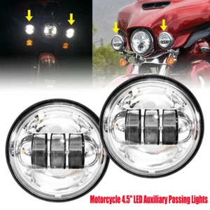 Pair 4.5" Inch LED Passing Lights Auxiliary Forward Fog Lights for Harley - Picture 1 of 11