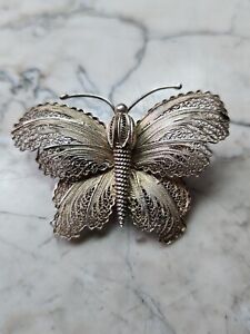 Vintage Signed 925 Sterling Silver Moth Brooch Pin 9.22 Grams